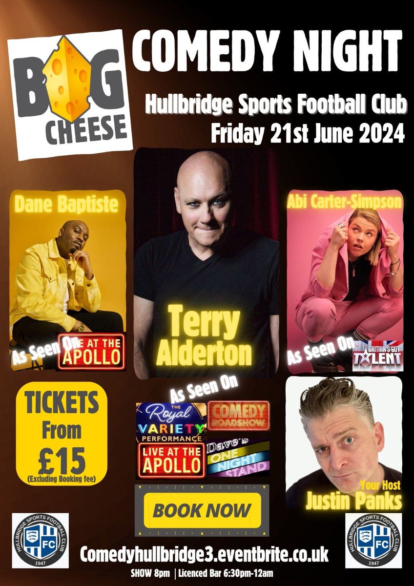 Big Cheese comedy event at Hullbridge sports The last two events have been a huge hit, get tickets now Comedyhullbridge3.eventbrite.co.uk