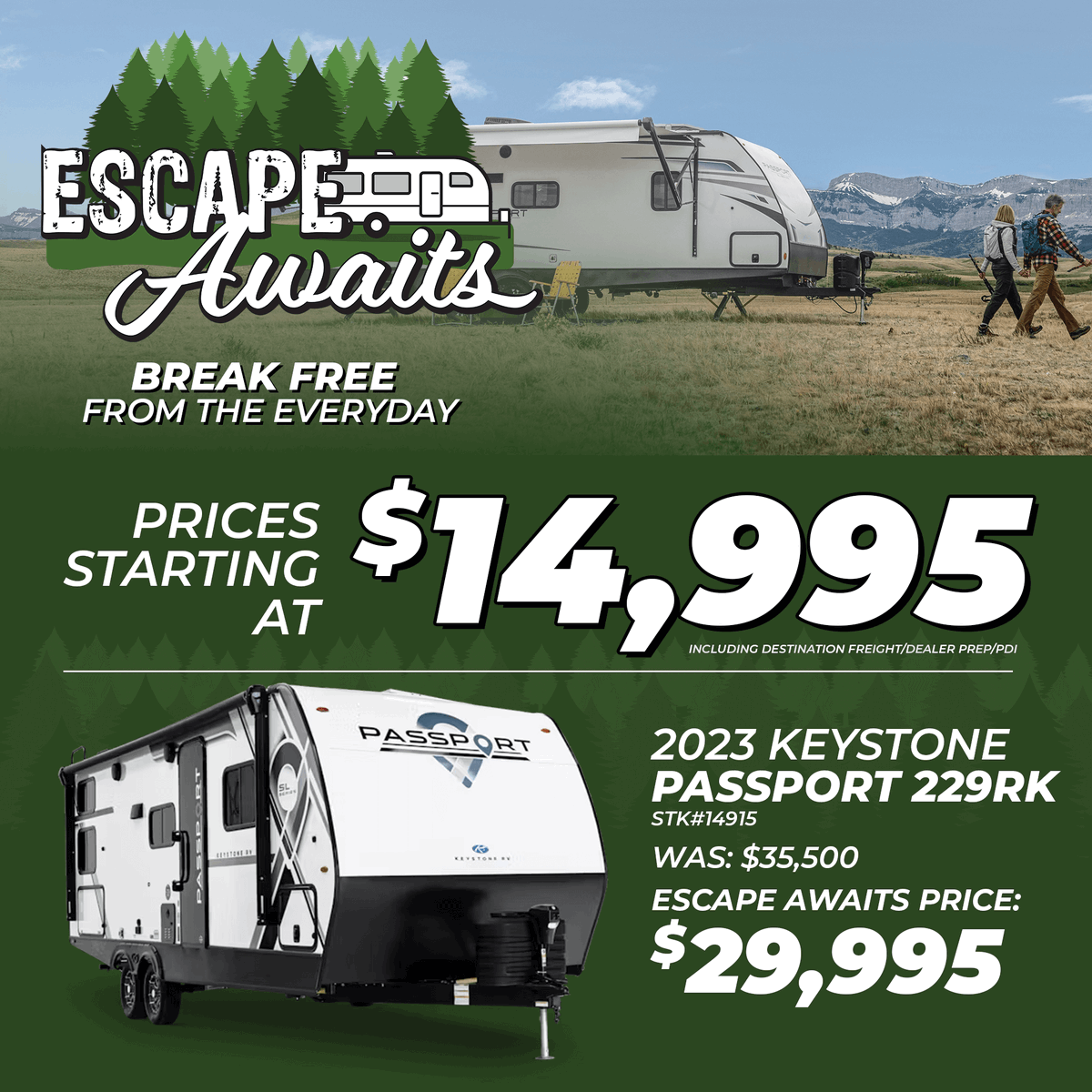 Get ready to embark on unforgettable adventures with the 2023 Keystone Passport 299RK. A lightweight travel trailer is perfect for the camping couple or solo traveler looking to get away from the stresses of every day. lerchrv.com/inventory/new-… #goRVing #PassportRV #followthefox