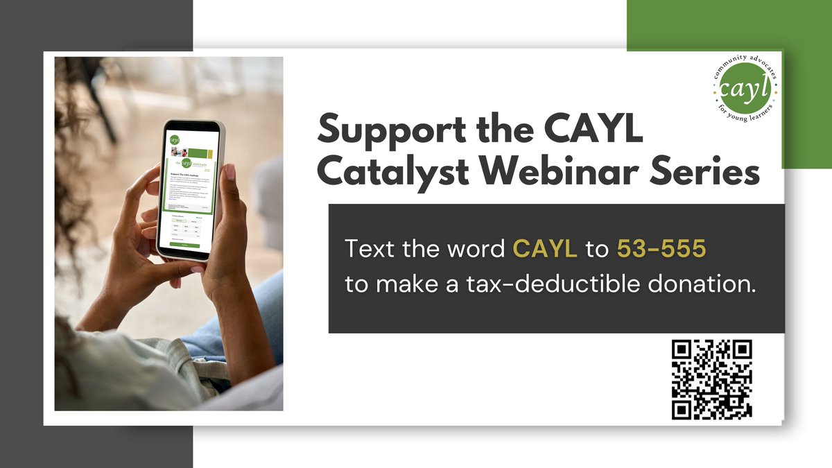 🌟 Make a difference today with a tax-deductible donation to support the #CAYLCatalyst Webinar Series! Your contribution helps us continue to provide FREE episodes packed with valuable insights. Text CAYL to 53-555 - together, we can make a lasting impact!