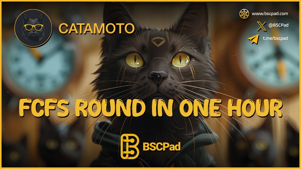 😽Meow-nificent IDO so far! 🌟 Now, get your claws ready for the FCFS Round in 1 hour! 🕐🚀

👉FCFS Round time: Wednesday, April 17th 1PM UTC
👉bscpad.com/projects
