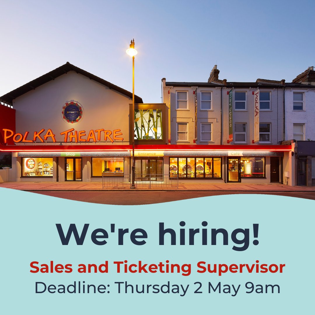 🚨 We're hiring 🚨 We're looking for a new Sales and Ticketing Supervisor to join our team! Interested? Check out the recruitment pack on our website >> polkatheatre.com/jobs/