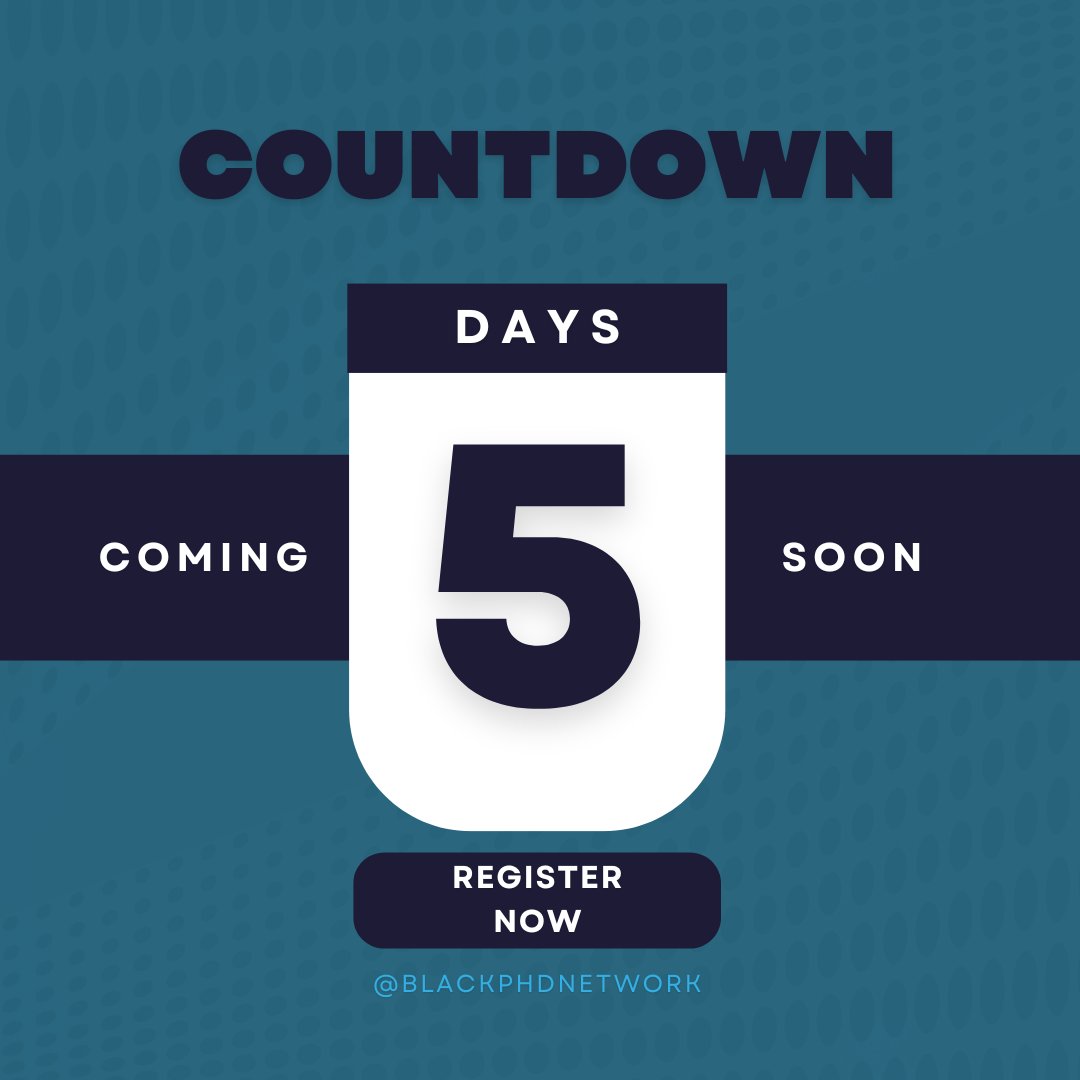 🌟 Only 5 days left to join us at the Black PhD Network Annual Conference! Don't miss out on this empowering event. Register now: ow.ly/Z2Ow50RggHq #BlackExcellence