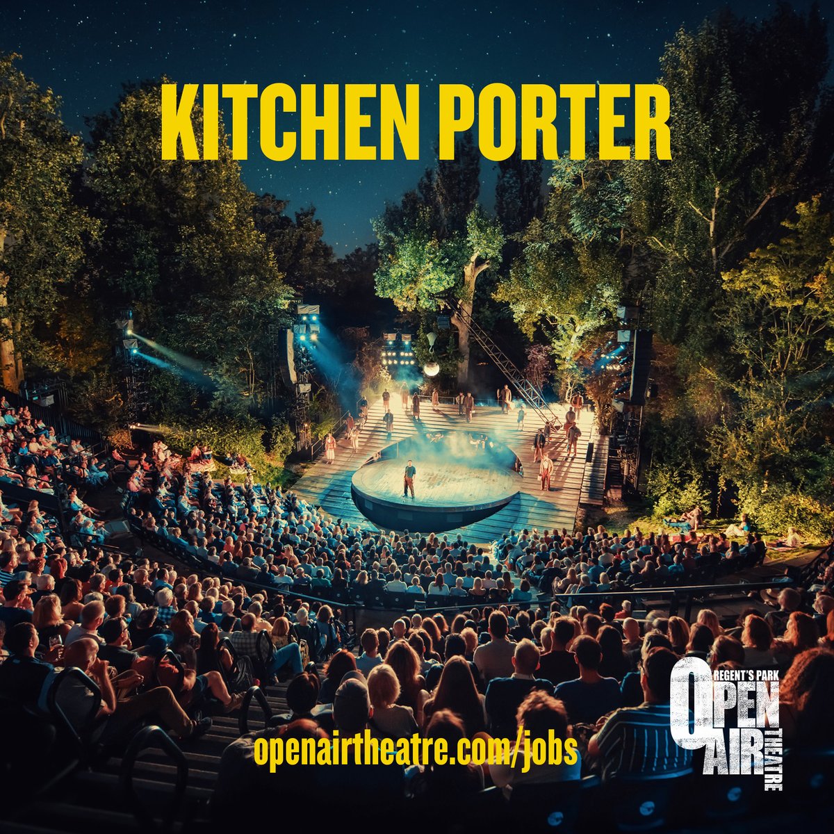 Fancy working with us for the summer? 🌞 We are looking for a friendly and hard-working Kitchen Porter to join the team! Read more and apply on our website – openairtheatre.com/jobs