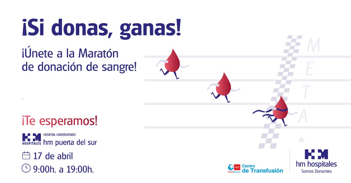 🩸 El 17 y 18 de abril te esperamos en la Maratón de #Donacióndesangre porque con tu ayuda podremos salvar vidas de las personas en estado vulnerable de salud que más nos necesitan
🤲 ¡Te esperamos en HM Puerta del Sur
#Móstoles #DonaSangre #DonaVida