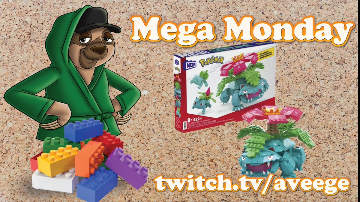 Mellow #Mega Monday is here! Come hang out with me 🔴#LIVE on #Twitch building the Bulbasaur Evolution Set from @Mattel Mega line. Come join the chat and the fun!

🦥#SlothArmy #SlothCrew #twitch  #TwitchPartner 🦥