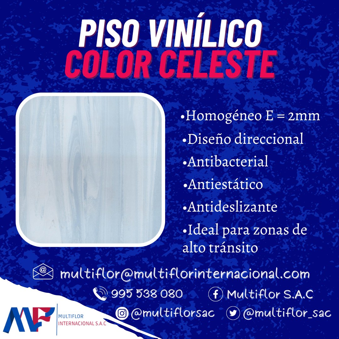 multiflor_sac's tweet photo. 𝗣𝗜𝗦𝗢 𝗩𝗜𝗡𝗜́𝗟𝗜𝗖𝗢 𝗖𝗢𝗟𝗢𝗥 𝗖𝗘𝗟𝗘𝗦𝗧𝗘 𝗘𝗡 𝗦𝗧𝗢𝗖𝗞 💪

Te presentamos la mejor opción para hospitales 🏥 y colegios 🏫 Piso vinílico color celeste en stock, el mejor del mercado peruano 🇵🇪 

✅Garantía de 10 años, antibacterial, antideslizante y antiestático. https://t.co/OT8b74DYXj