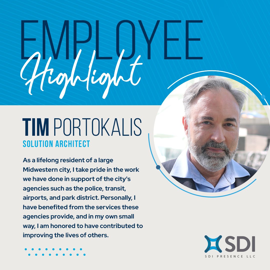 Meet Tim Portokalis, SDI's Solution Architect. 👋 He's not just about crafting #innovative solutions—he's also about positively impacting the #community. From enhancing the #systems for city agencies that improve the lives of residents, Tim's passion shines through every day.
