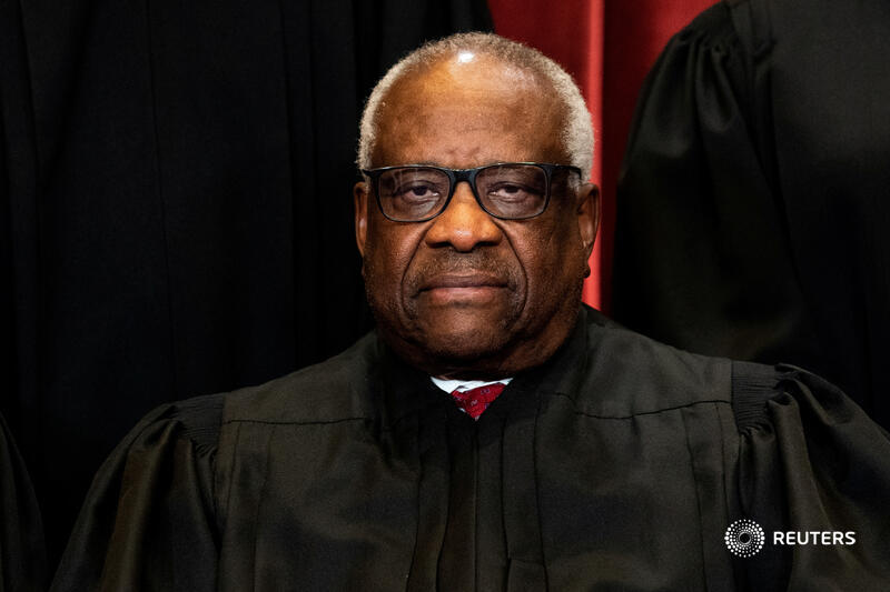 US Supreme Court Justice Clarence Thomas was not on the bench on Monday as the other eight justices heard arguments, with no reason given for his absence reut.rs/4cV1zsN