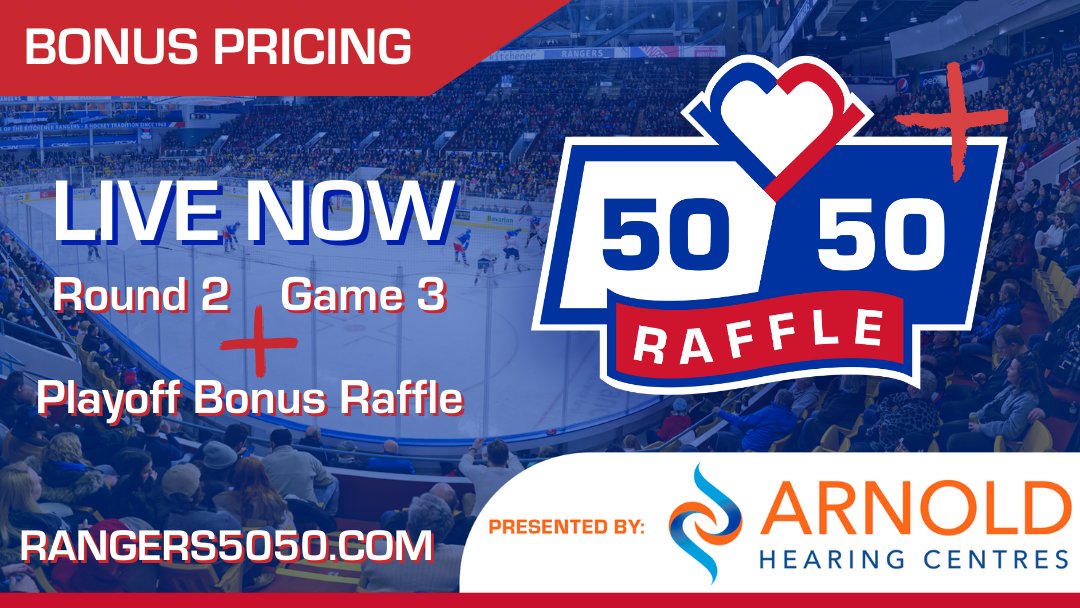 💰50/50 Tickets for tomorrow's Game 3 vs. London are on sale now! Big game. Big jackpot. BIG WINS for our community! Buy online now! 🎟️ Rangers5050.com Presented by @ArnoldHearing