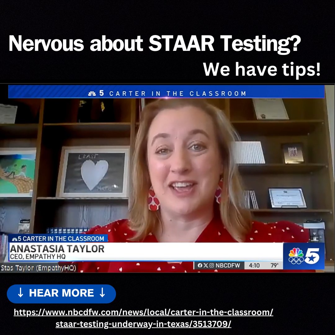 🌟 Ready to conquer those STAAR Test jitters? 🌟 Catch the CEO of EmpathyHQ sharing valuable tips on NBCDFW's 'Carter in the Classroom' segment 💬  Share your favorite affirmations below!  📺 Watch now: nbcdfw.com/news/local/car…