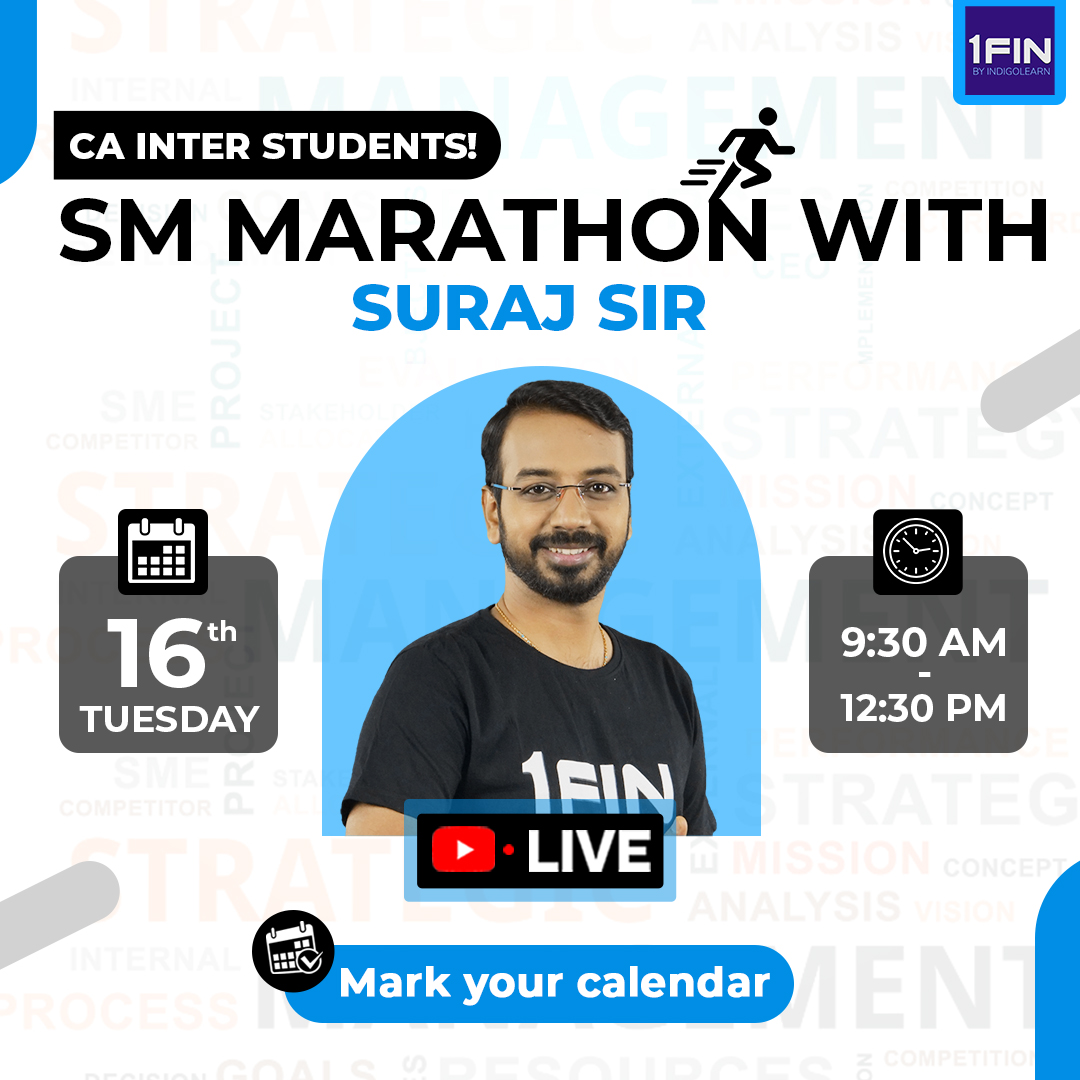 IndigoLearn's tweet photo. SM Marathon YouTube Live Session with CA Suraj Sir!!
Link: https://t.co/jzvW6vOGEi
April 16th , 9:30 A.M. -12:30 P.M.
Catch us Live on our 1FIN Channel!!
Don't Miss!!
#1fin #learnlikeneverbefore #camarathon #cainter #smmarathon #utubelive #caintermarathon #marathonca #caexams https://t.co/xmNue2OGox