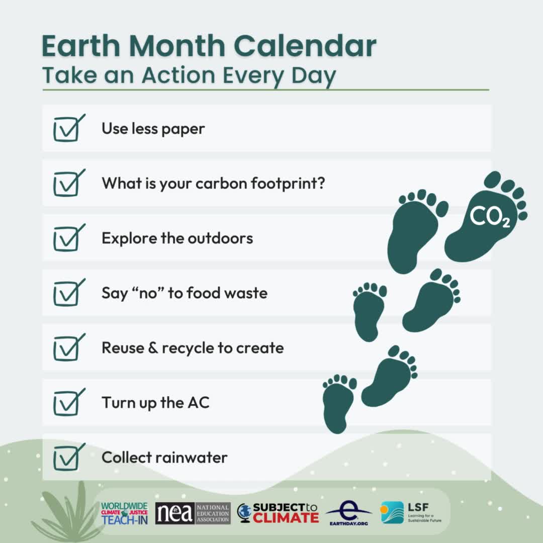 Entering Earth Month's third week !🌱🌎 Explore topics like reducing paper use, understanding carbon footprints, and food production's environmental impact. Dive into our #EarthMonth Calendar today! bit.ly/48xT4jP @subjecttoclimat @NEAToday @LSF_LST @worldwideTI