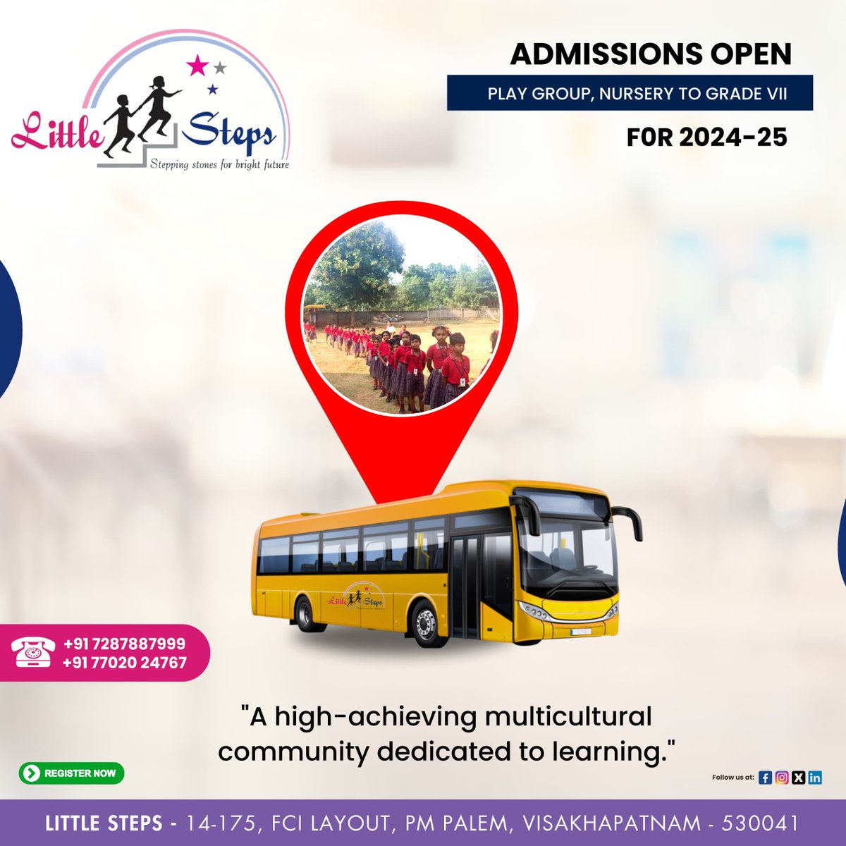 Little Steps: Where Community Unites for Lifelong Learning and Empowerment.🌟

Call us: +91 7287887999 | +91 77020 24767

#CommunityLearning #EducationForAll #LifelongLearning #LittleStepsCommunity #IgniteCuriosity #SocialImpactEducation #TogetherWeLearn #EducateAndEmpower