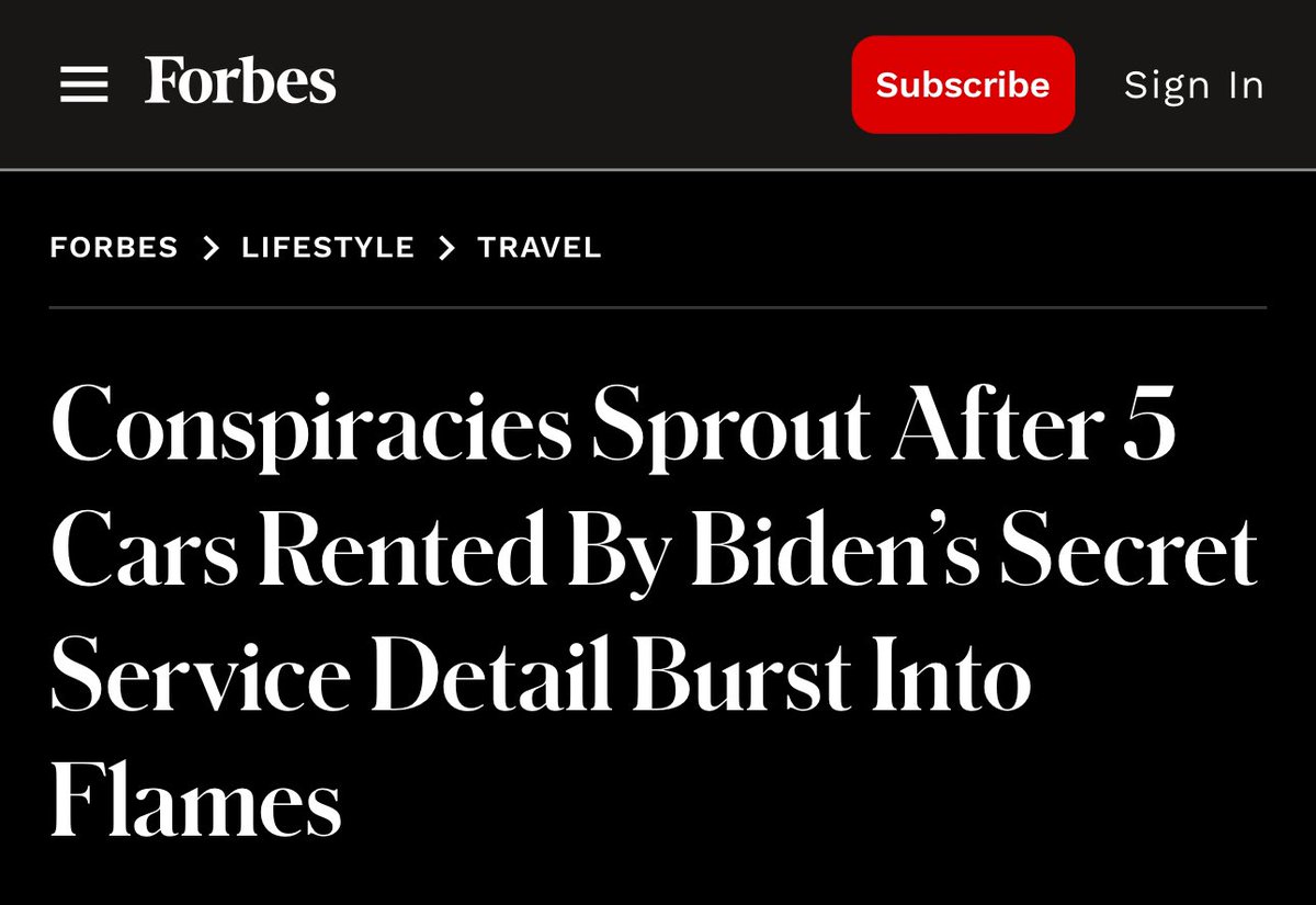 Remember that time 5 vehicles rented by the Biden family over Thanksgiving weekend burst into flames just hours after the Secret Service returned them to Hertz and the entire mainstream media treated folks who found this wildly suspicious as “conspiracy theorists”? And then…