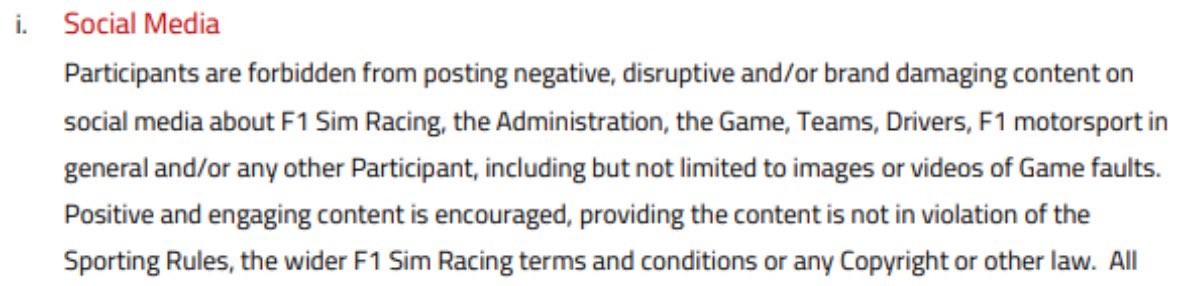 🚨 | BREAKING F1 ESPORTS NEWS

It is strictly forbidden for Esports driver and engineers to post negative comments about the event on any Social Media platform, that's also the reason they don't complain about stewarding in their posts.

#f1esports #f123