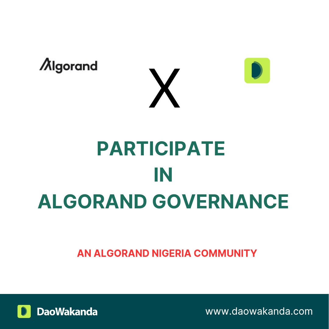 DaoWakanda's tweet image. Hey ALGORAND Nigeria! 👋

It's less than 5HOURS to sign-up for ALGORAND Governance. Register and become a Governor today 👇

governance.algorand.foundation/governance-per…

#DaoWakanda
#DecentralizationfortheFuture 
#HeartbeatofDecentralization

@AlgoFoundation @algodevs @algorand_ng