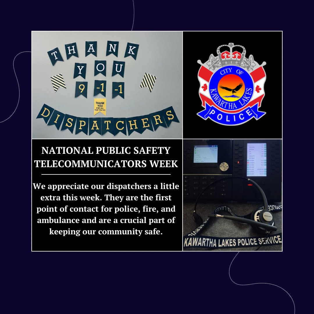 Happy National Public Safety Telecommunications Week. Our emergency 911 communicators are the first responders when someone calls Police, Fire or EMS. These professionals work 24 hours a day, 365 days a year. Thank you for everything that you do! @kawarthalakes