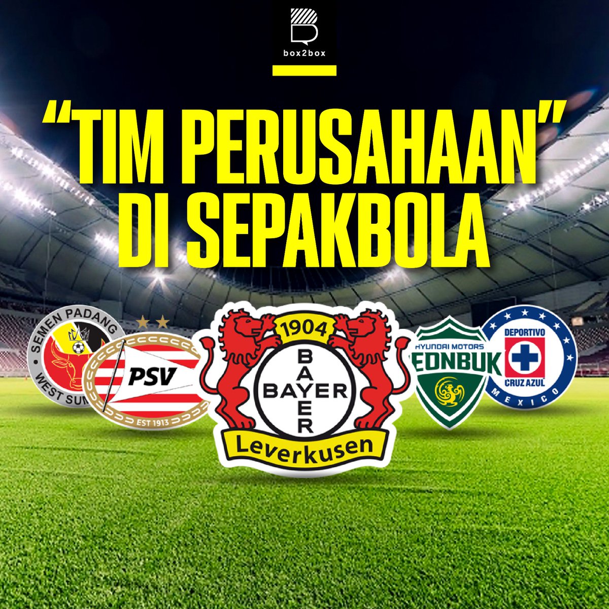 KLUB ATAU KANTOR?

Karena Bayer Leverkusen baru saja memenangkan Bundesliga dan merupakan tim dari sebuah perusahaan 👀

Berikut adalah daftar beberapa tim perusahaan dan tim pabrik di sepakbola 🙌🏻