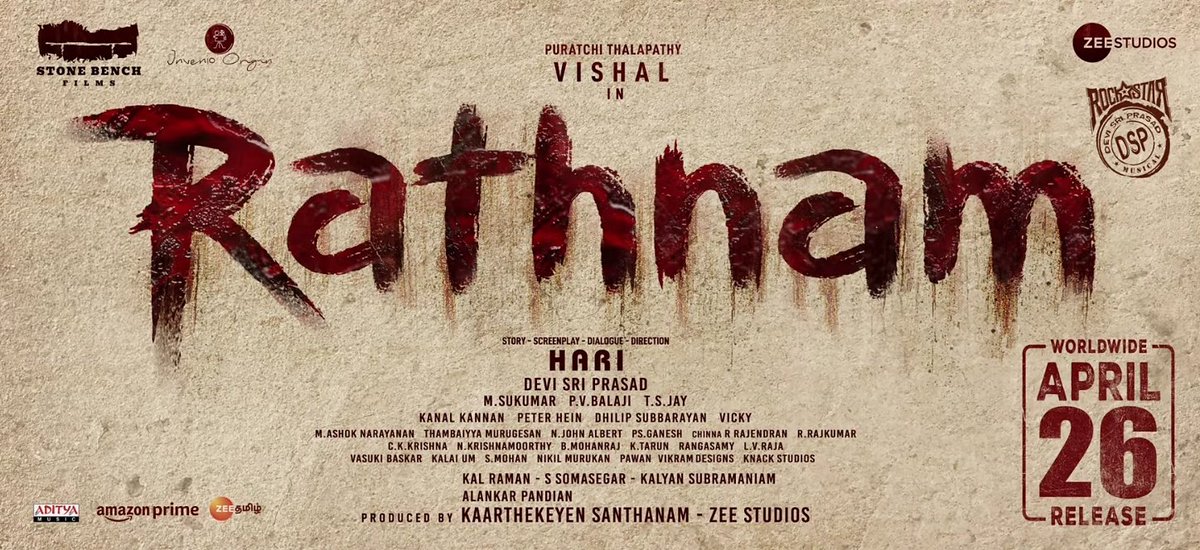 #RathnamTrailer - Action Trailer with Love BGM..  #Vishal & Fight scenes looks good 👍🏾 First time seeing some strong graphic language usage in a Hari movie 💥 #Rathnam, April 26th Release✌🏾