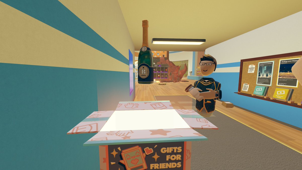 That lucky moment when you get a bubbly from a friend-o-tron box! #recroom