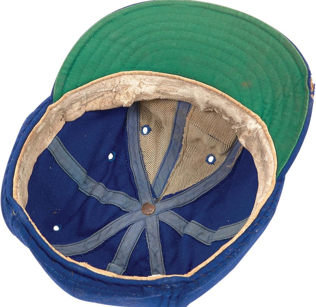 This Day In 1947: Jackie Robinson makes debut, breaks MLB color barrier. He has three metal plates sewn inside his cap to protect him from fans throwing things at him. Cap sells for $591,000 in 2017.