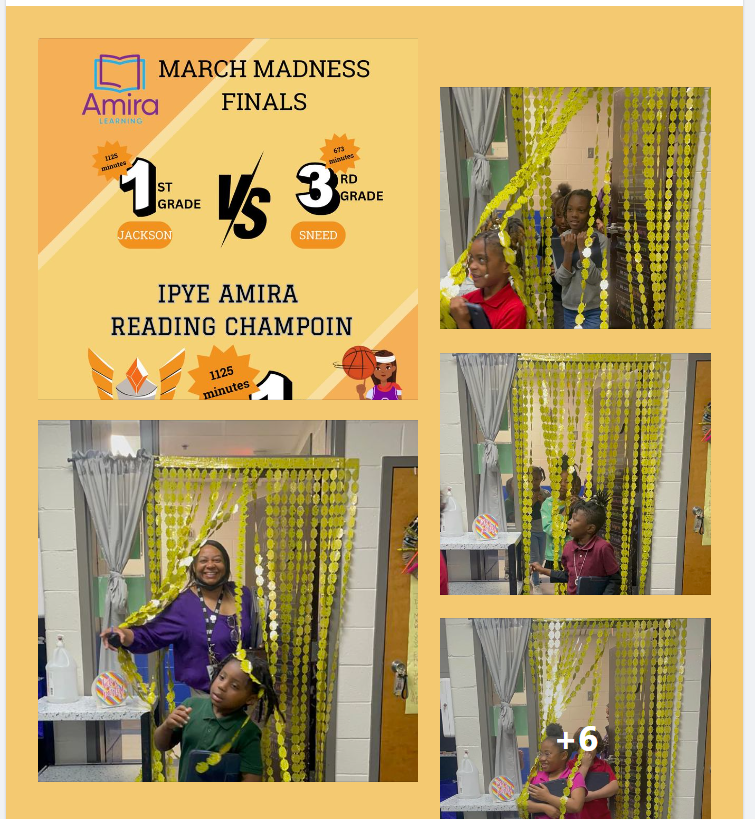 The results are in…Ms. Jackson’s 1st grade students are the Amira March Madness Reading Champions! Great job, Wildcats! #southwestzone #Built4Bibb #showup #ipye