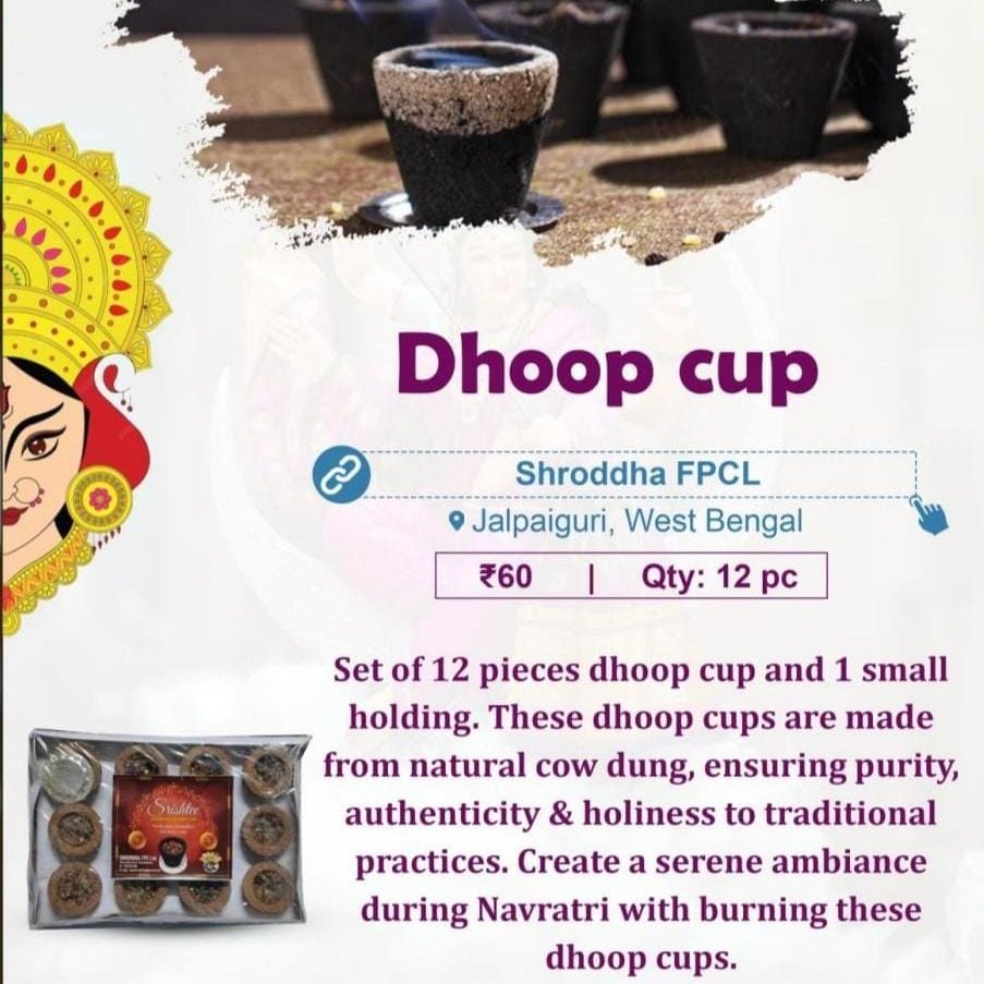 A set of 12 pieces of Dhoop cup made from natural cow dung to add purity & holiness to your Navratri decoration. Buy from FPO farmers at👇 mystore.in/en/product/sri… 🪷 #VocalForLocal #Navratri2024 #Navratri #NavratriSpecial #ChaitraNavratri #ChaitraNavratri2024