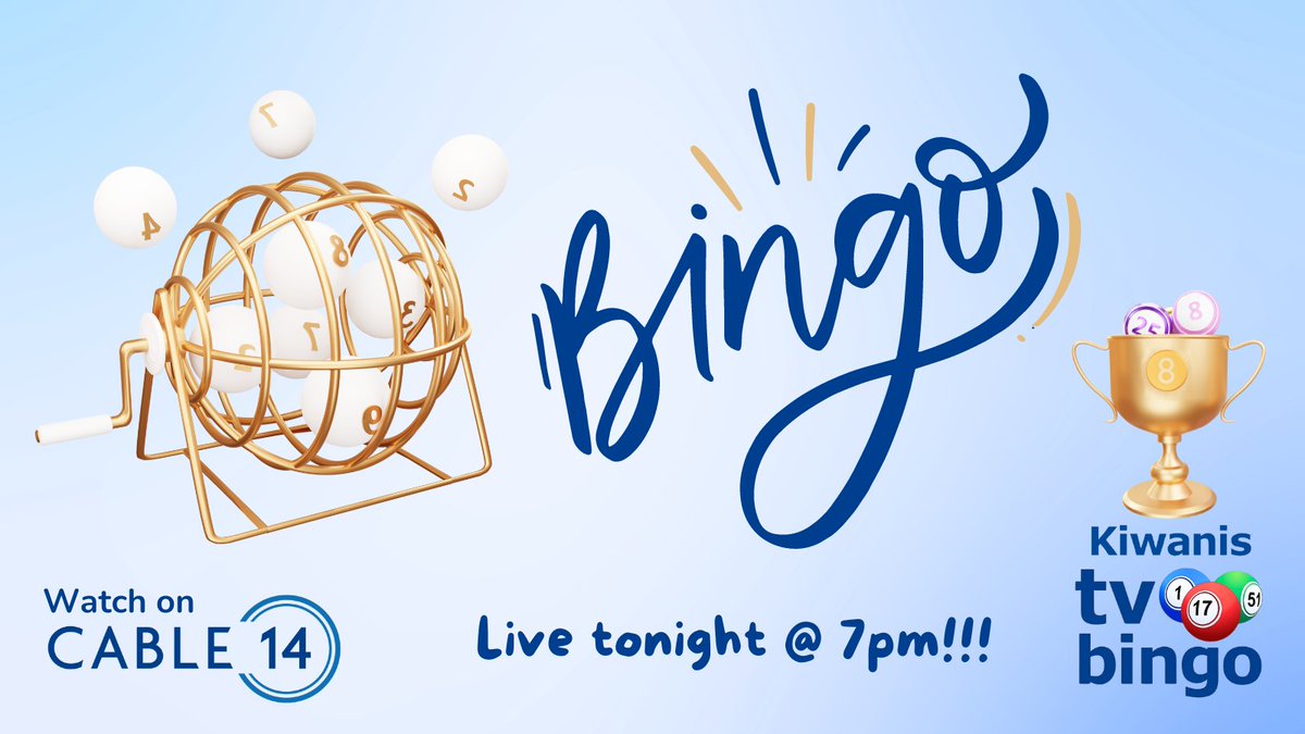 Join us tonight for @KiwanisEast #MonsterBingo!! Play for your chance to win! Live at 7pm! Watch on Cable 14 📺& cable14.com 💻