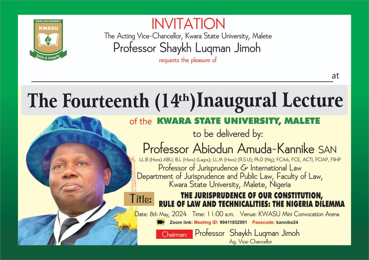 KWARA STATE UNIVERSITY, MALETE (@KwasuOfficial) on Twitter photo 2024-04-15 11:51:31