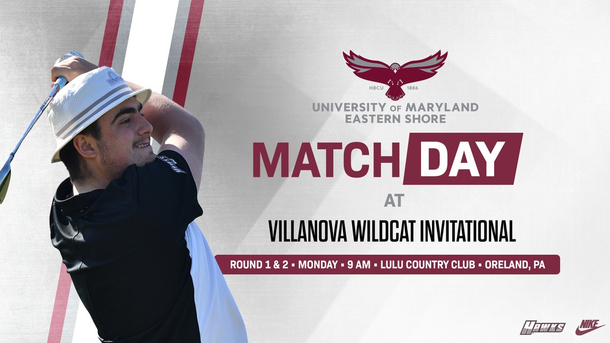 ⛳️HAWK GOLF IN ACTION AT VILLANOVA INVITATIONAL⛳️ The University of Maryland Eastern Shore men's golf team opens up competition at the Villanova Invitational. Round One begins todays at 9 am from LuLu Country Club in Oreland, Pennsylvania. Live Results - results.golfstat.com//public/leader…