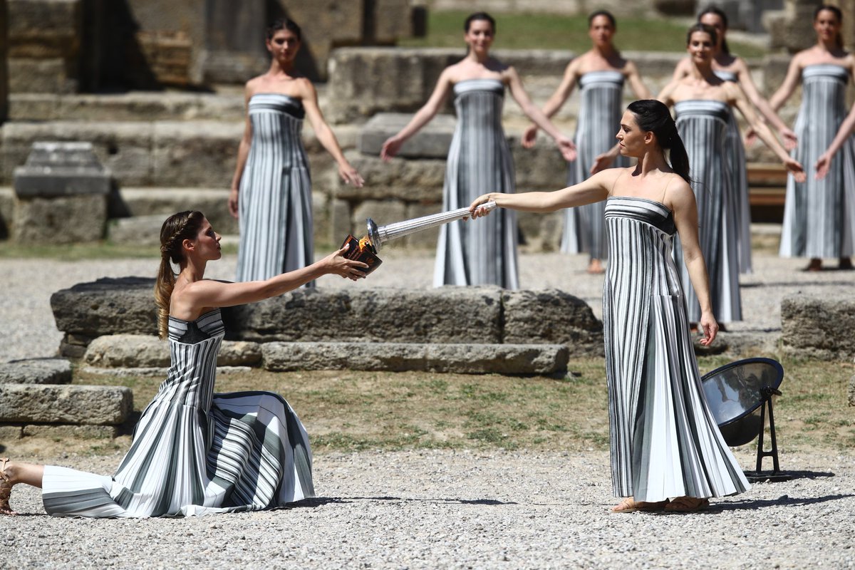 The Olympic flame 🔥 starts its journey from Ancient Olympia tomorrow in the presence of the President of the Hellenic Republic. Some great pics from the recent rehearsal.