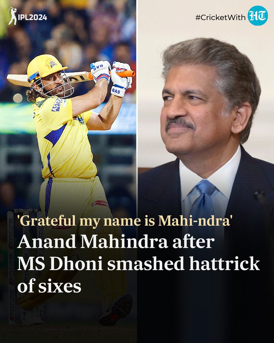 #CricketWithHT | After #MSDhoni hit a hattrick of sixes at #WankhedeStadium in #Mumbai and guided #ChennaiSuperKings to victory against #MumbaiIndians, #AnandMahindra shared a post praising the cricketer.

Read more: hindustantimes.com/trending/grate…