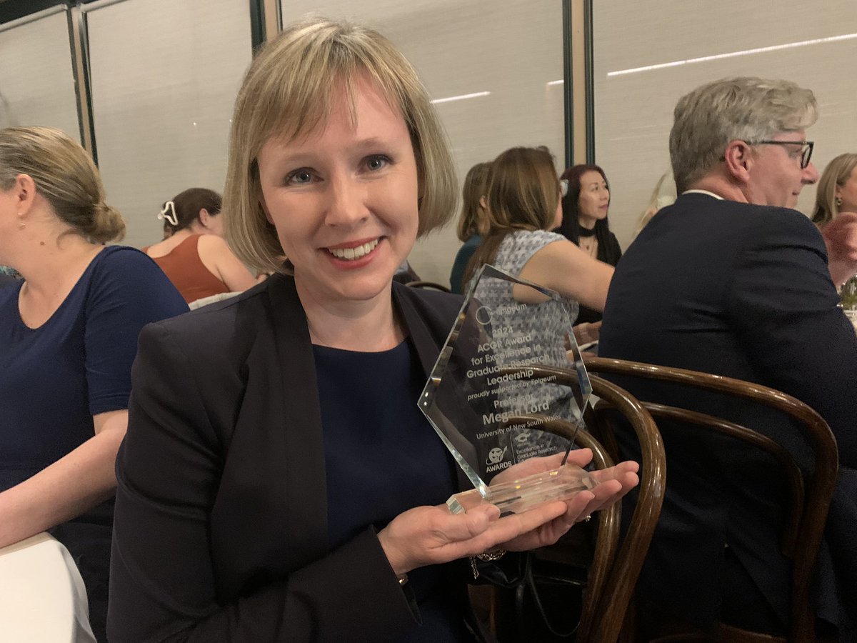Congrats to my colleague and friend @DrMeganLord for winning the ACGR award for excellence in graduate research leadership!!! #PhD #womeninSTEM @UNSWGRS @TyreeIHealthE @UNSWEngineering @UNSW