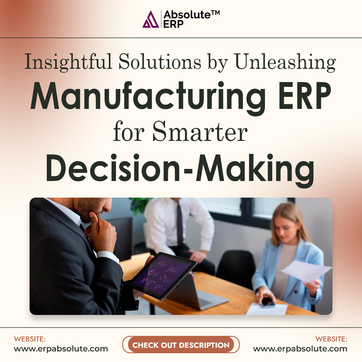 Step into a realm of informed choices and strategic moves with our perceptive blog on empowering decision-making through Manufacturing ERP. Learn more- shorturl.at/imrx7
#ManufacturingERP #absoluteerp #erpsoftware #erp #manufacturingerp #manufacturingbusiness #blog