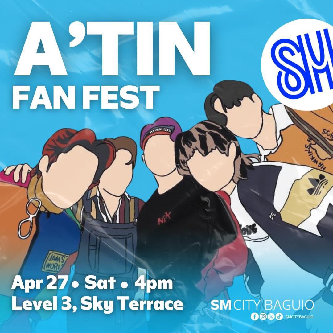 Calling all A’tin in Baguio and nearby location. Join us in a fun-filled A'TIN Fan Fest at SM City Baguio this April 27, 2024 4pm at Level 3, Sky Terrace! Get hyped and be ready to sing, dance, and enjoy! See you! facebook.com/share/p/6dvxL9…? #BaguioFeelsAtSM #EverythingsHereAtSM