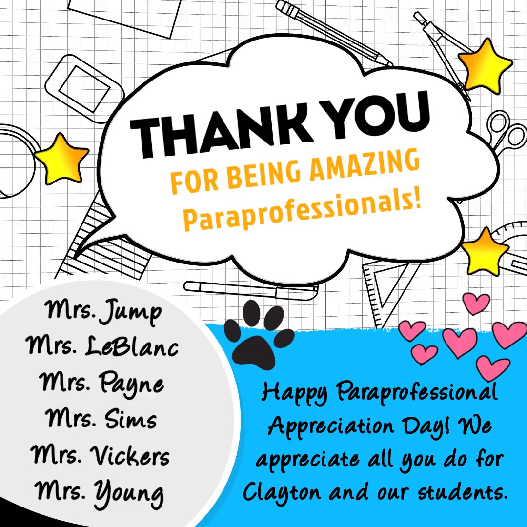 Since appreciation week was during our Spring Break, we celebrated our amazing parapros last Friday. Thanks for all you do for Clayton! We appreciate YOU! @CherokeeSchools #CCSDfam #CESfam #ClaytonCougarNation