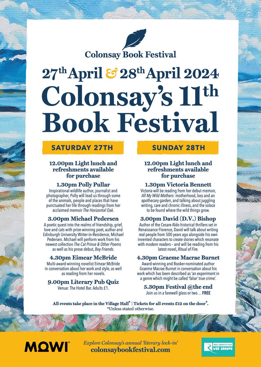 ColonsayBookFes's tweet photo. Less than two weeks to the Colonsay Book Festival! https://t.co/KWvUAnVD2y