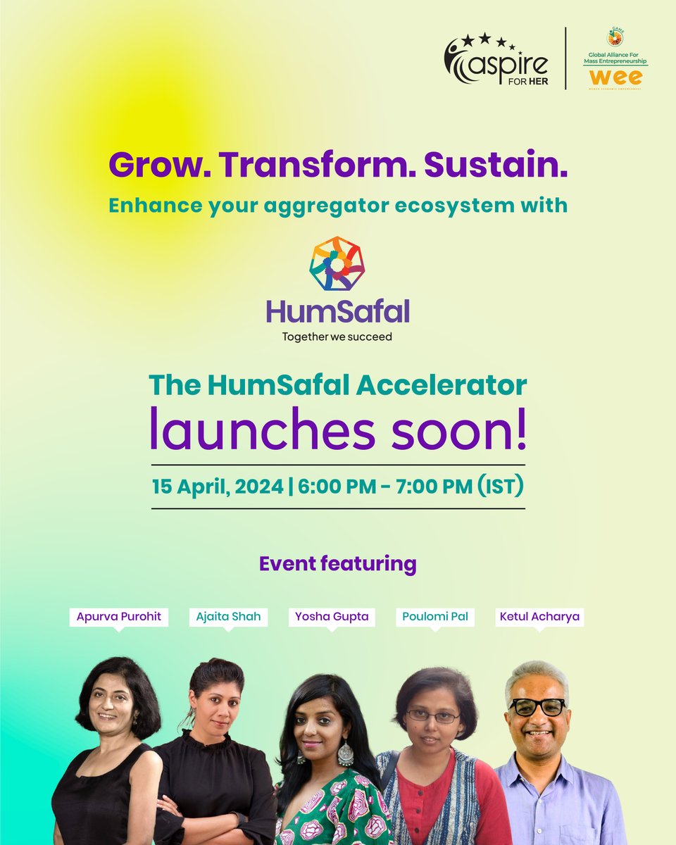 Support systems for your aggregate enterprise. Business strategies. Specific mentorship. This is just a glimpse of what HumSafal has to offer, when it comes to growing your enterprise & nurturing your aggregator ecosystem. Register for the launch for free: zoom.us/webinar/regist…