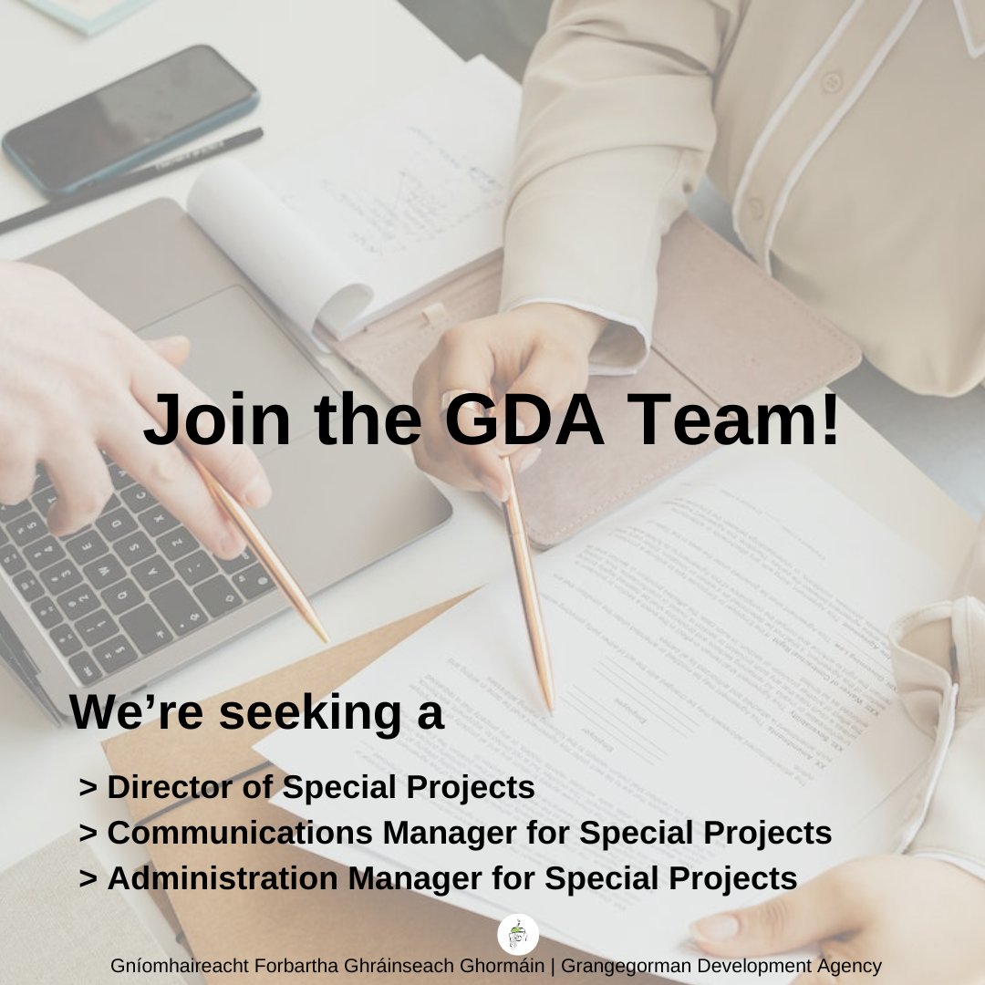 We're seeking applicants for a number of new roles as part of an emerging new Special Projects function within the Agency. Full details on how to apply for each role can be found at➡️ggda.ie/recruitment The deadline for applications is 5pm Friday 10 May 2024. #JobAlert