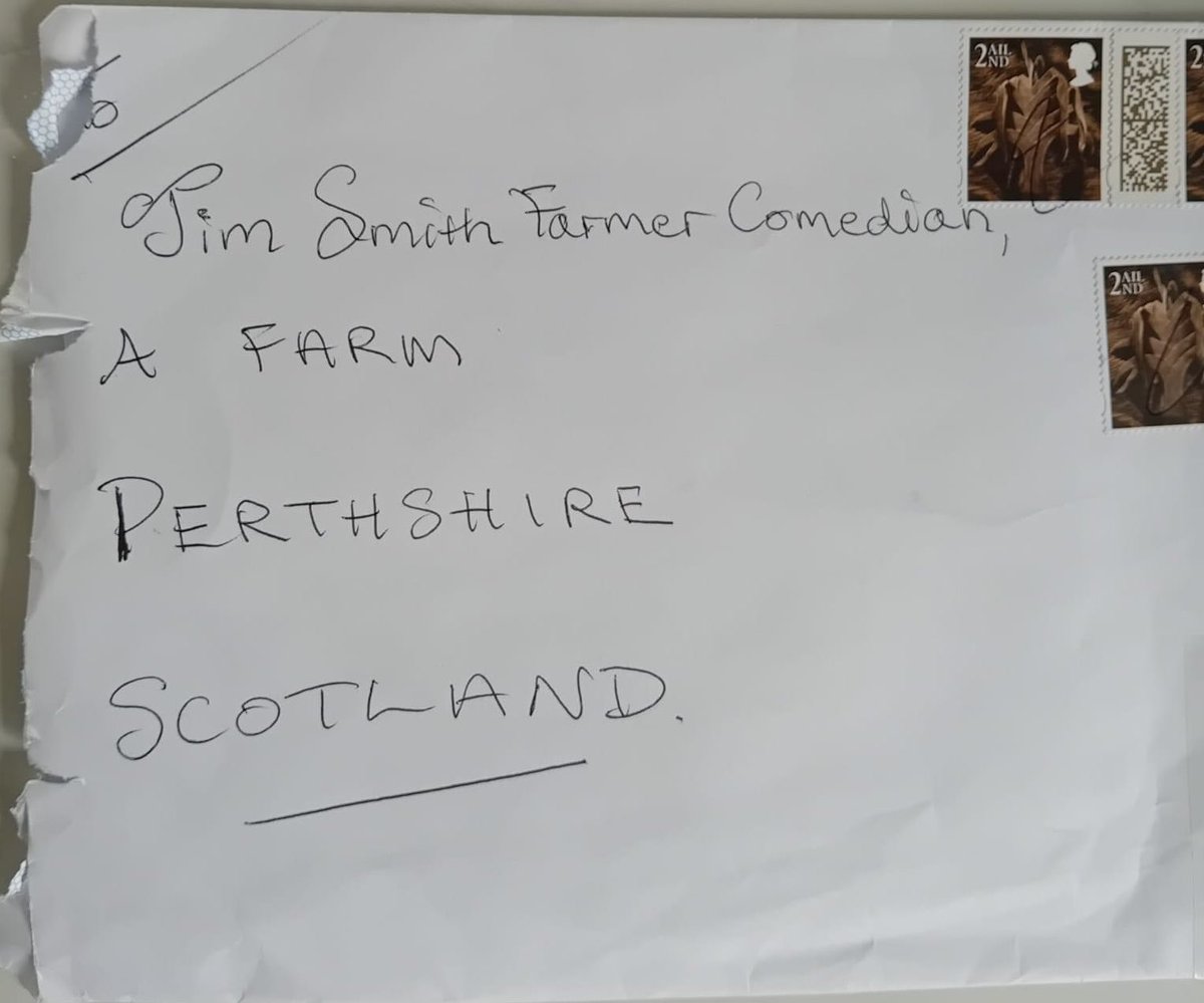 Well done to @RoyalMail and the local postie who figured this address out! They have also brightened up the day of our #KeepTalking ambassador @standupfarmer Jim Smith! 😊 #Stardom #madeit #AreEweOkay #farming #community