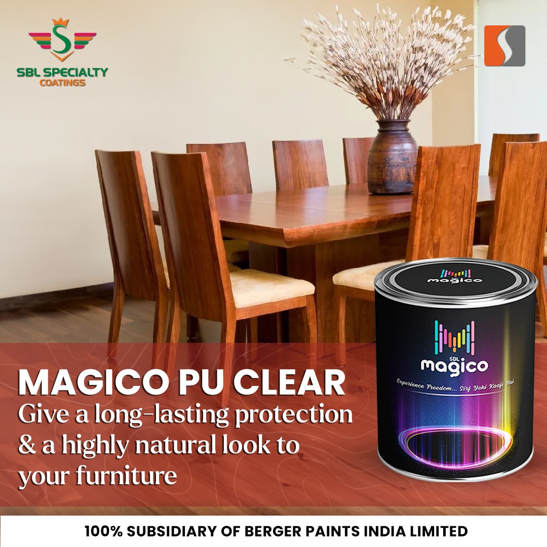SocialSbl's tweet photo. Magico PU Clear give a long lasting protection &amp; a highly natural look to your furniture.
.
SBL Specialty Coatings Private Limited
100% Subsidiary Of Berger Paints India Limited
.
To become a dealer, visit: https://t.co/04reTOhL2d
.
#SBL #Sblspecialitycoatings #coatings #paint https://t.co/IBnSHb0FZ1