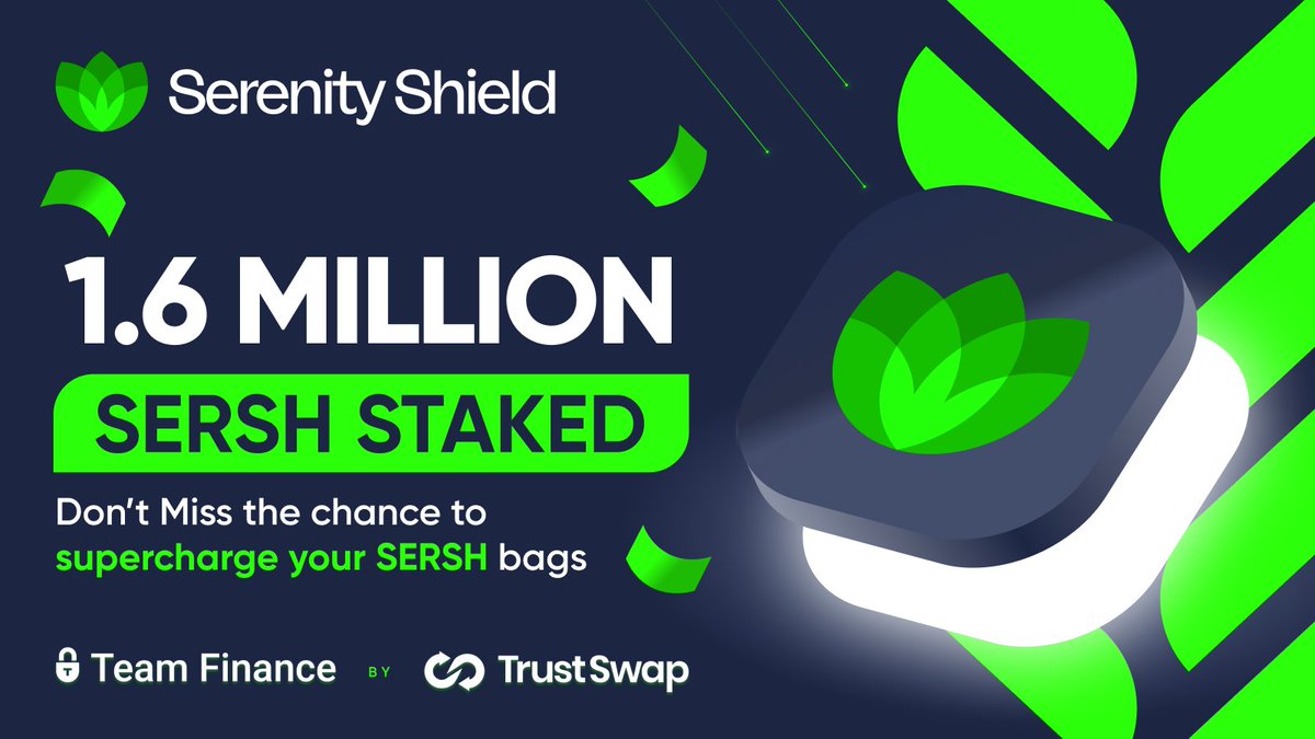 Bullish Update! Our staking pools 1-9 have reached maximum capacity, showcasing our community's immense trust and confidence in our vision and roadmap🙌 Together, we have an impressive 1.6 million staked $SERSH tokens across all pools! 🚀 To meet the ongoing demand, we're