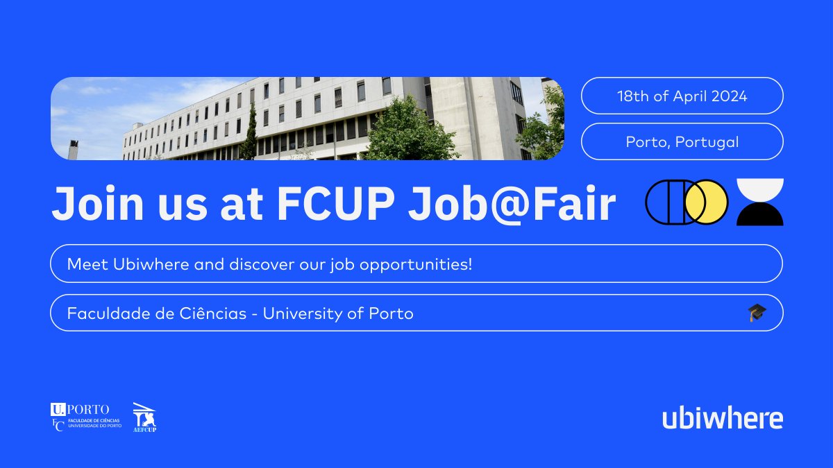 Hello, students from Porto! 👋 📌 @ubiwhere will be at the FCUP Job(a)Fair 2024! 💡 Are you looking for a job or internship opportunity? We can help you! 🙌 Meet us! If you want to start your career on the right foot, Ubiwhere can be your best choice! 💪 @ciencias_fcup