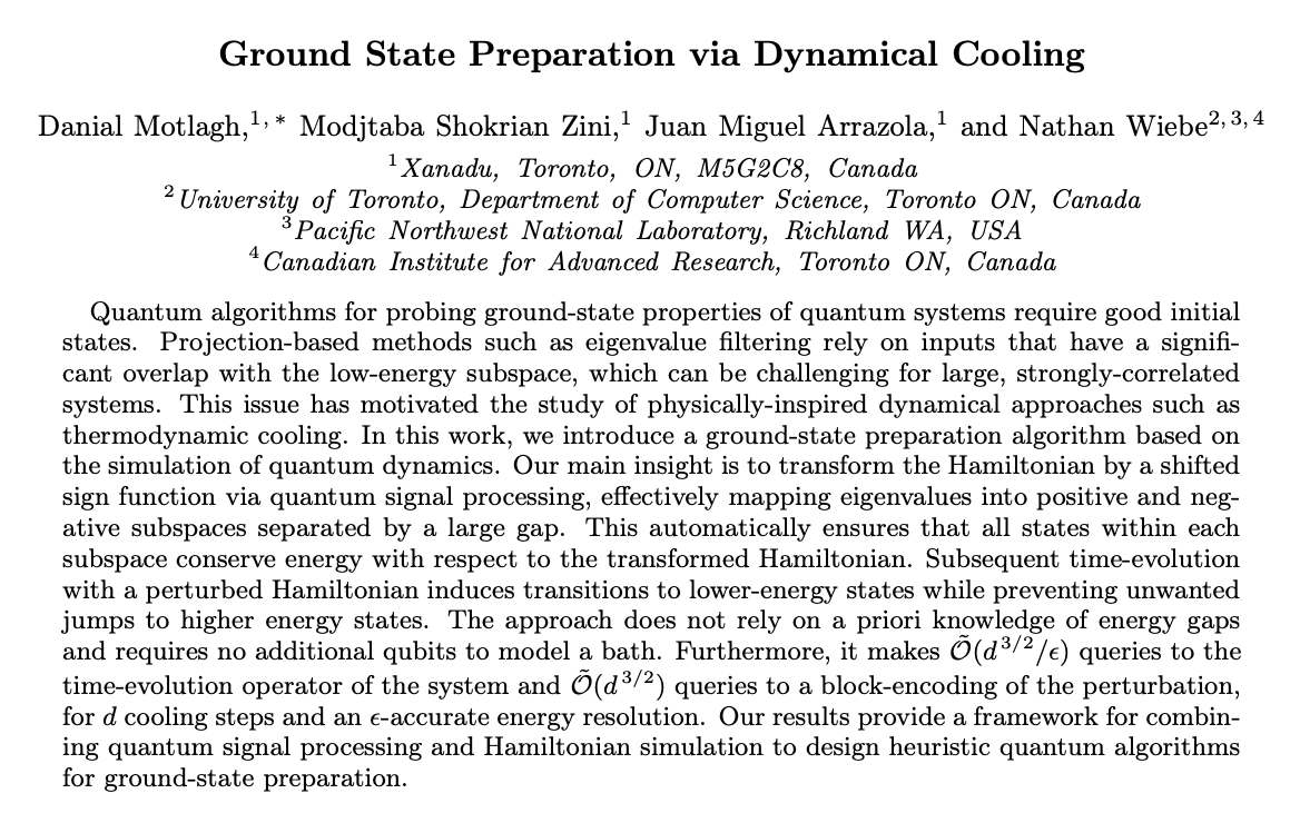 If quantum systems naturally settle into their ground state out in the wild, then why shouldn’t they be able to do the same on a quantum computer? 🔍

In our latest work, we argue they can (and provide an algorithm to do so!)

arxiv.org/abs/2404.05810

🧵1/8