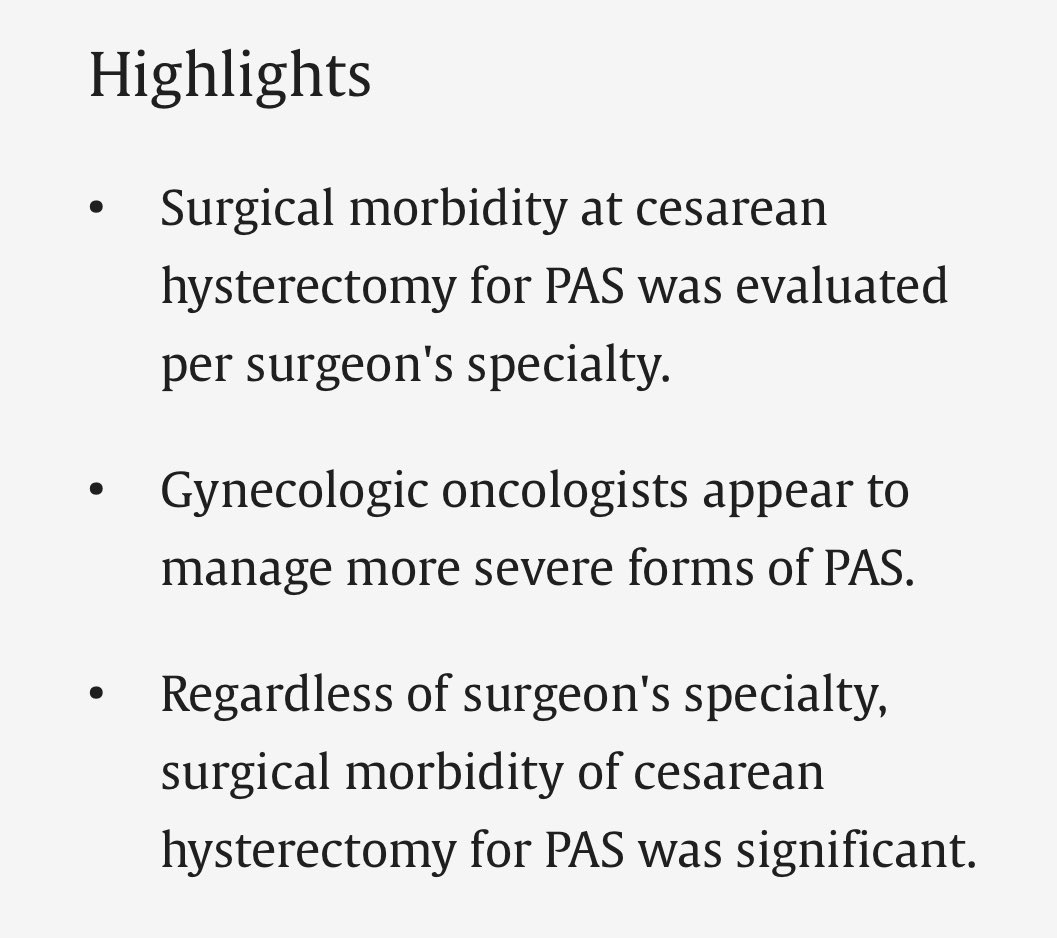 Cesarean hysterectomy for placenta accreta spectrum: Surgeon specialty-specific assessment @SGO_org @acog @MySMFM sciencedirect.com/science/articl…