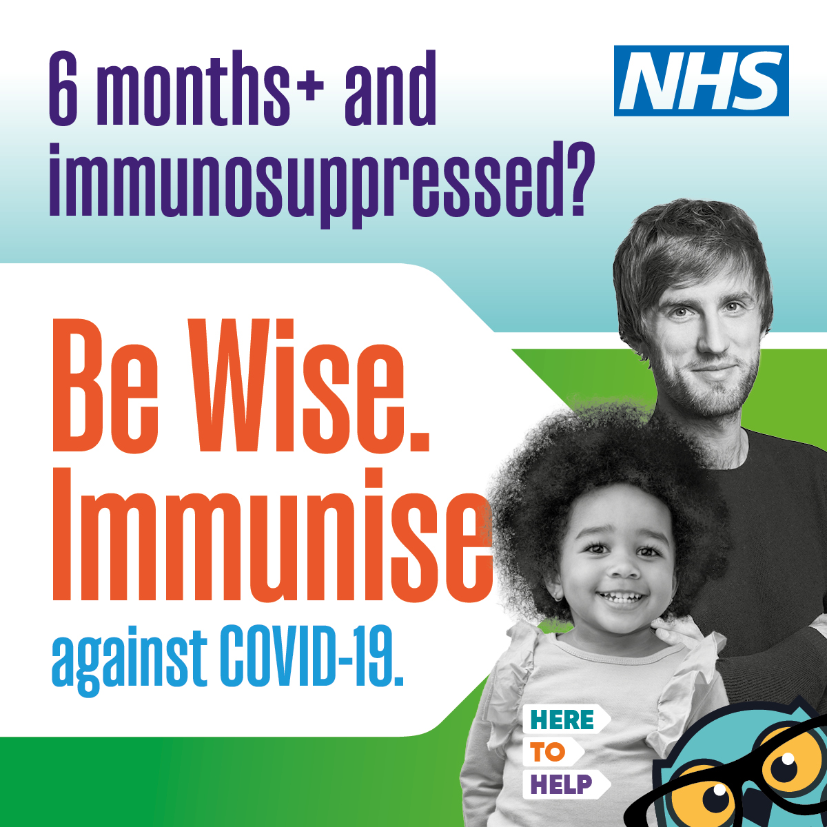 If you are immunosuppressed, your protection against Covid may fade more quickly.

It's important to protect yourself to prevent against any further complications, severe illness and hospitalisation from the virus.

Speak to your GP for more details. #BeWiseImmunise