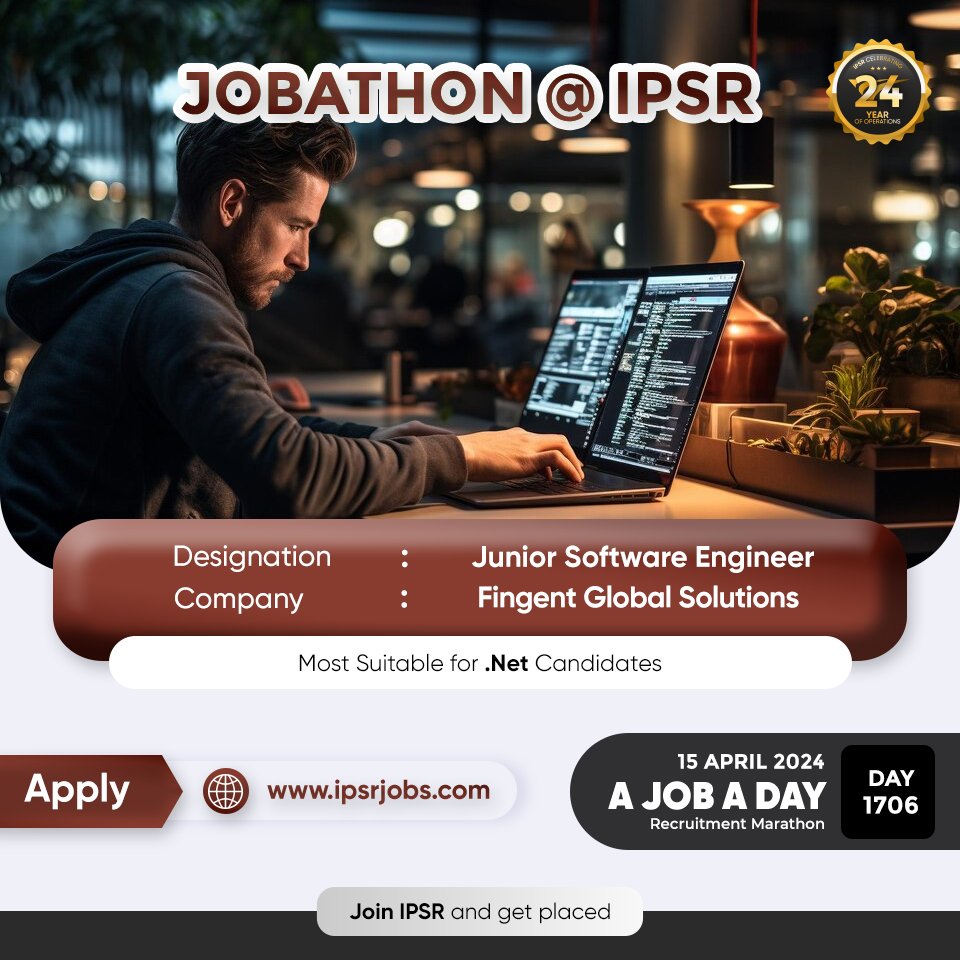 #JOBATHON Recruitment Marathon by ipsr solutions ltd Day 1706 Follow us @ipsr_solutions_ltd #ipsr #24yearsofipsr #careeropportunity #ltjobs #MNCJobs #techcelerating_careers #softwaredeveloper #softwarejobs