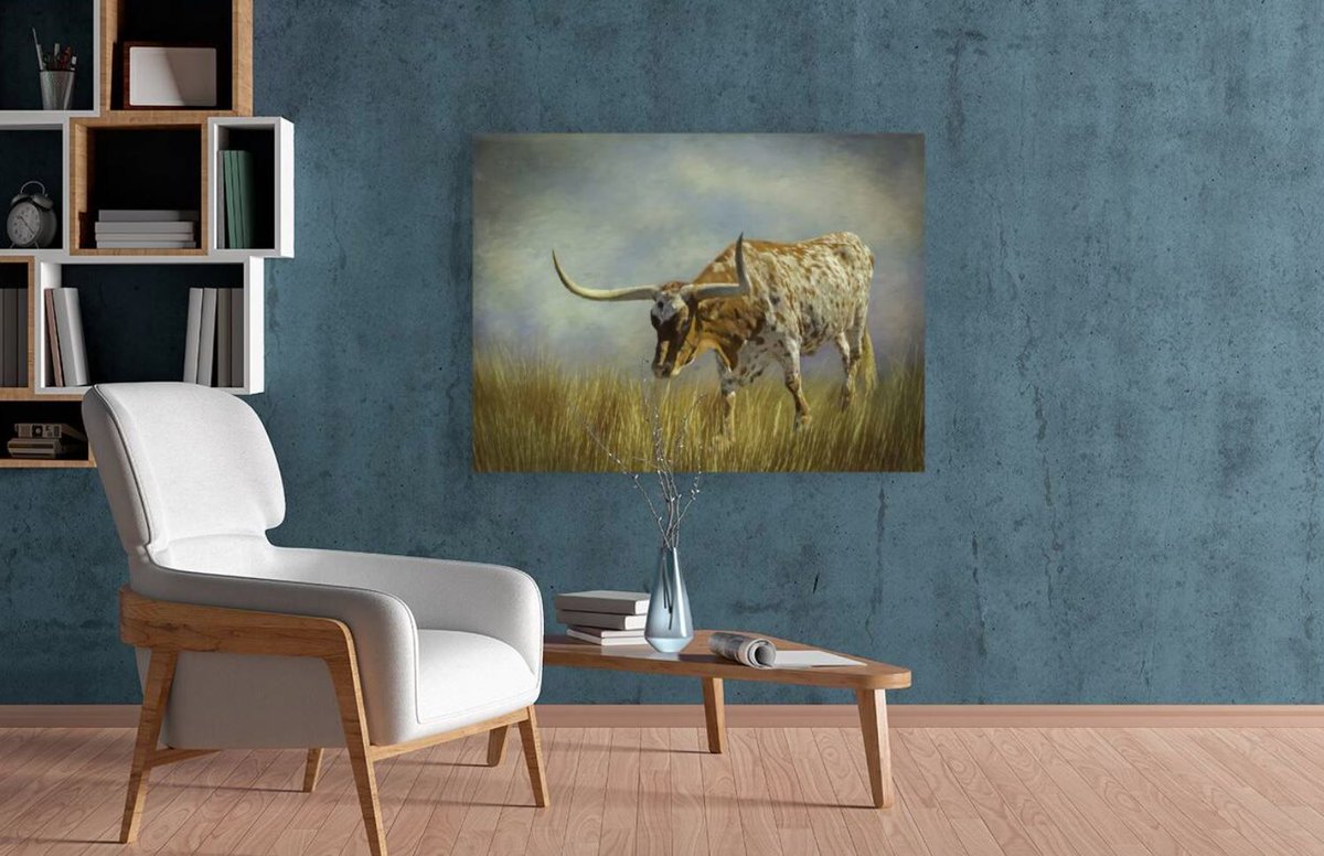 #Texas #Longhorn #WallArt Available as a canvas, metal, wood, acrylic, framed prints and on many products #cattle #ranch #TexasHillCountry #HomeDecor and #Products for sale #FillThatEmptyWall #BuyIntoArt 
Available here: buff.ly/3aJgJ5u 
and here: buff.ly/3R8LdTm