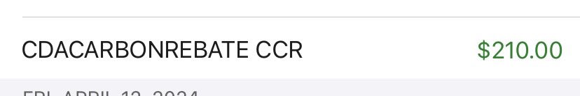 Damn Carbon Tax!  Deposited to my account this morning!! #CarbonTax #CarbonTaxProtest #PierrePoilievreIsLyingToYou #ThanksTrudeau