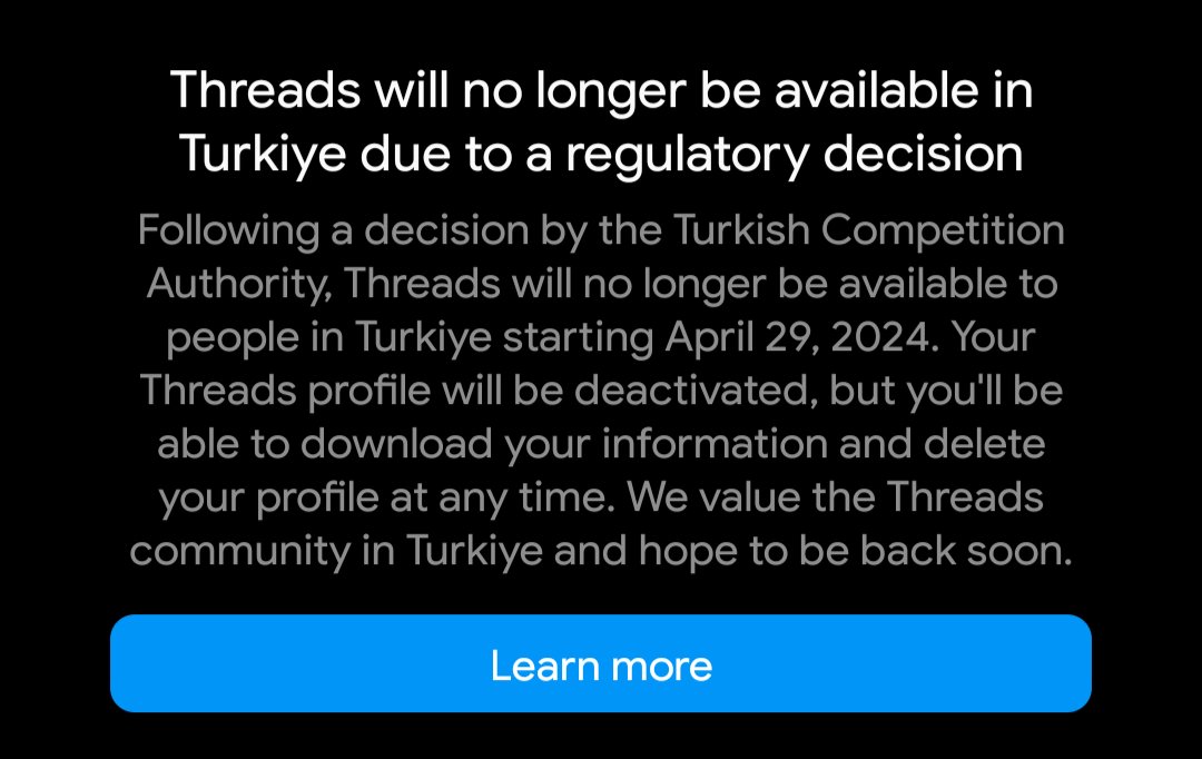 threads türkiye'de artık kullanılamayacakmış ve türkiye konumlu threads hesapları deaktive edilecekmiş. ulan muz cumhuriyeti